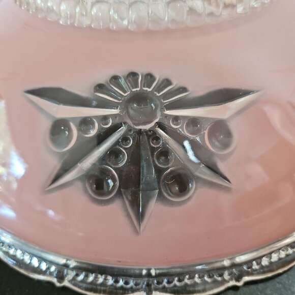 Vintage Pink Starburst Ceiling Shade Frosted Glass Light Fixture Cover 3 Hole - Picture 2 of 16